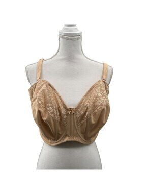 Goddess Sheer Lace Full Coverage Underwire Bra 38L Nude Used